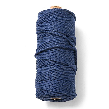 Cotton String Threads for Crafts Knitting Making, Dark Slate Blue, 3mm, about 109.36 Yards(100m)/Roll