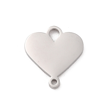 304 Stainless Steel Heart Connector Charms, Stainless Steel Color, 14x13x1.5mm, Hole: 2mm
