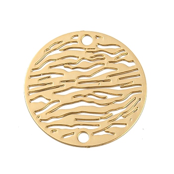 Rack Plating Brass Hollow Out Connector Charms, Long-Lasting Plated, Flat Round Etched Metal Embellishments, Light Gold, 20x0.3mm, Hole: 1.6mm