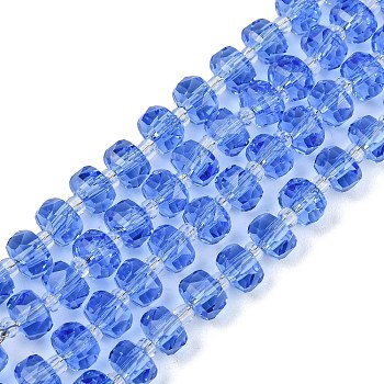 Transparent Glass Beads Strands, Rondelle, Faceted, Cornflower Blue, 5.5x4mm, Hole: 1.2mm, about 99~103pcs/strand, 56~63cm