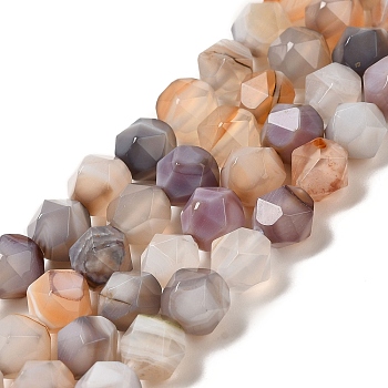 Natural Botswana Agate Beads Strands, Star Cut Round Beads, Faceted, 8x7.5~8mm, Hole: 1mm, about 50~51pcs/strand, 15.55''~15.55''(39.5~40cm)