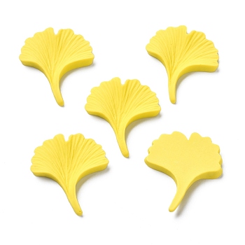 Opaque Resin Cabochons, for DIY Decoration, Ginkgo, Yellow, 29.5x25.5x4mm