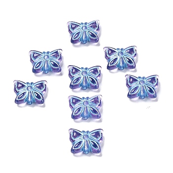 Plating Transparent Acrylic Beads, Metal Enlaced, Butterfly, Royal Blue, 11x14.5x5mm, Hole: 1.8mm, about 740pcs/500g