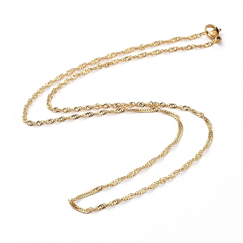 304 Stainless Steel Singapore Chain Necklaces, Water Wave Chain Necklaces, with Lobster Claw Clasps, Golden, 17.91 inch(45.5cm)