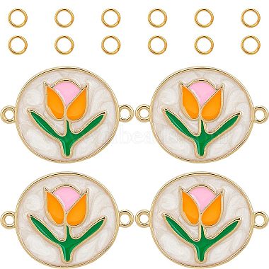 Real 18K Gold Plated Colorful Flower Brass+Enamel Links