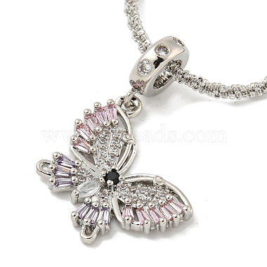 Rack Plating Brass Pave Colorful Cubic Zirconia Butterfly Pendant Necklaces(NJEW-A031-04P)-2