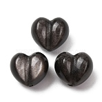 Natural Silver Sheen Obsidian Beads, Heart, 11x12x8.5mm, Hole: 1mm(G-Z156-B01)