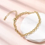 Brass Link Cable Chain Bracelet for Women, Rack Plating, Lead Free & Cadmium Free, Long-Lasting Plated, Real 18K Gold Plated, 7-1/4 inch(18.5cm)(BJEW-A065-06G)