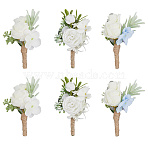 6Pcs 3 Styles Silk Cloth Flower Boutonniere Brooch, for Wedding Party Decoration, Mixed Color, 105~121x80~90x40~60mm, 2pcs/style(AJEW-CN0003-48)