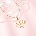 304 Stainless Steel Sun Moon Symbol Cutout Pendant Cable Chain Necklaces for Men Women, Ion Plating(IP), Real 18K Gold Plated, 17.91 inch(45.5cm)(NJEW-K308-07G)