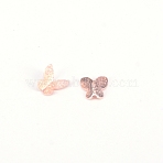 Textured Alloy Cabochons, Nail Art Decoration Accessories for Women, Butterfly, Rose Gold, 7.5x7.5x2.5mm(MRMJ-WH0060-53RG)