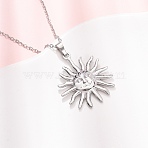 304 Stainless Steel Sun Pendant Cable Chain Necklaces for Men Women, Tarnish Free, Stainless Steel Color, 17.99 inch(45.7cm), Pendant: 30.5x26.5mm(NJEW-K308-04E-P)