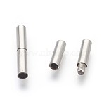 Tarnish Resistant 304 Stainless Steel Bayonet Clasps, Column, Stainless Steel Color, 18~20x3.5mm, Hole: 2.5mm(STAS-P226-01D)