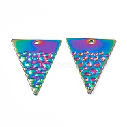 Ion Plating(IP) 304 Stainless Steel Pendants, Triangle Charm, Rainbow Color, 28x22.5x1mm, Hole: 1.5mm(STAS-B031-20R)