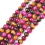Natural Rose Tiger Eye and Yellow Tiger Eye Beads Strands, Round, Mixed Color, 6mm(G-G101-6mm-1)