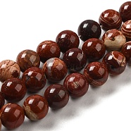 Natural Red Snakeskin Jasper Beads Strands, Round, 8~8.5mm, Hole: 1.2mm, about 45pcs/strand, 14.96''(38cm)(X-G-H298-A02-03)