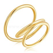 925 Sterling Silver Interlock Triple Loops Chunky Ring, Wire Wrap Jewelry for Women, Golden, US Size 6 1/2(16.9mm)(JR908B)