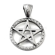 Tibetan Style Alloy Pendants, Round Ring with Star, Antique Silver, 42.5x29.5x3mm, Hole: 9x4.5mm(TIBE-L012-001AS)