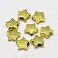 Metallic Plated Star Acrylic Beads, Golden, 11x11x4mm, Hole: 1mm, about 2050pcs/500g(PACR-O002-01)