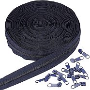 Nylon Garment Accessories, Zip-fastener Component Sets, Nylon Zipper & Alloy Zipper Puller, Prussian Blue, 1000x29mm, Pull Head: 34.5x9.5x7.5mm(FIND-WH0056-21B-01)