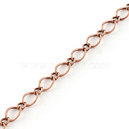 Iron Figaro Chains, Curb Chains, with Spool, Soldered, Red Copper, 5.7x3.8x0.5mm, about 328.08 Feet(100m)/roll(CH-R078-01R)
