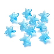 Faceted Glass Charms, Starfish, Light Blue, 14x15x7mm, Hole: 1.4mm(GLAA-H101-A-02)