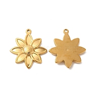 PVD Vacuum Plating 304 Stainless Steel Pendants, Flower Charm, Golden, 32x28x4mm, Hole: 2mm(STAS-E189-06G)