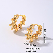 Geometric Hollow Earrings Women Stainless Steel Winter Ear Studs Fashion, Twist, Golden, 21x8mm(UN3143-3)