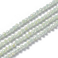Electroplate Glass Beads Strands, Faceted Rondelle, Full Rainbow Plated, Dark Sea Green, 4x3mm, Hole: 0.8mm, 25.20~25.59 inch(64~65cm)(EGLA-J147-A-FR03)