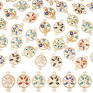 DICOSMETIC 36pcs 6 styles Alloy Enamel Connector Charms, Flat Round Tree Links with Evil Eye, Nickel Free, Light Gold, Mixed Color, 23.5x16.5x2mm, Hole: 2mm, 6pcs/style(FIND-DC0003-56)