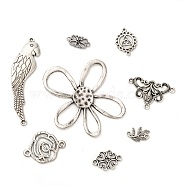 Tibetan Style Alloy Links Connectors, Mixed Shapes, Antique Silver, 11~69x6.5~54x1~5mm, Hole: 1~3mm(TIBE-MSMC005-02AS)