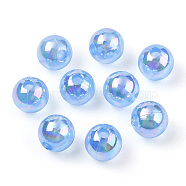 Transparent Acrylic Beads, AB Colors Plated, Round, Cornflower Blue, 8mm, Hole: 2mm, about 2100pcs/500g(MACR-T046-01D-14)