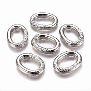 CCB Plastic Carved Linking Rings, Oval, Platinum, 29x22x5.5mm(CCB-J027-42P)