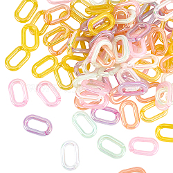 Nbeads 120 Pcs 6 Colors Transparent Acrylic Linking Rings, Quick Link Connectors, For Jewelry Chains Making, AB Color Plated, Imitation Gemstone Style, Oval, Mixed Color, 37.5x23x6mm, Inner Diameter: 25.5x11mm, 20pcs/color(TACR-OC0001-05)