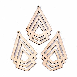 Undyed Natural Wooden Big Pendants, Laser Cut Shapes, Rhombus, Antique White, 72.5x44.5x2mm, Hole: 1.6mm(X-WOOD-N007-062)