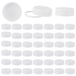 Plastic Screw-On Caps, Bottle Jug Storage Cap Lids, Flat Round, White, 40x15mm, Inner Diameter: 38mm(FIND-WH0191-10)