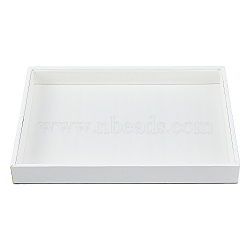 Rectangle PU Imitation Leather Jewelry Display Trays, for Necklaces, Bracelets, Rings, Earrings Storage, White, 28.25x20.1x3.2cm(CON-WH0093-04A)