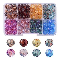 160Pcs 8 Colors Transparent Baking Painted Glass Beads, Imitation Opalite, Round, for Beading Jewelry Making, Mixed Color, 8mm, Hole: 1.3~1.6mm, about 20Pcs/color(DGLA-YW0001-05)