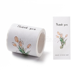 Self-Adhesive Roll Stickers, for Party Decorative Presents, Rectangle, Flower Pattern, 55x64mm, sticker: 150x59mm, 50pcs/roll.(X-DIY-A031-13)
