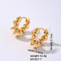 Geometric Hollow Earrings Women Stainless Steel Winter Ear Studs Fashion, Twist, Golden, 21x8mm(UN3143-3)