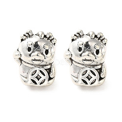 Tibetan Style Alloy European Beads, Large Hole Beads, Cadmium Free & Lead Free, Dragon with Coin, Antique Silver, 13x10x11mm, Hole: 4mm, about 290pcs/1000g(PALLOY-M217-06AS)