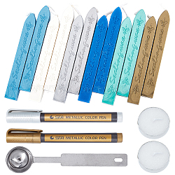 CRASPIR Sealing Wax Sticks, with Metallic Markers Paints Pens, Stainless Steel Spoon, Candle, for Retro Seal Stamp, Mixed Color, 90x11x11mm, about 17pcs/set(DIY-CP0002-27)