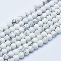 Natural Howlite Beads Strands, Round, 6mm, Hole: 1mm, about 62pcs/strand, 15.7 inch(40cm)(G-P353-01-6mm)