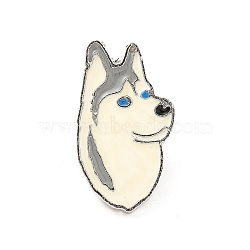 Dog Enamel Pin with Brass Butterfly Clutches, Alloy Badge for Backpack Clothing, Siberian Husky Pattern, 25.5x14x10mm, Pin: 1.1mm(JEWB-A006-05A)