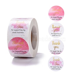 Flat Round Paper Thank You Stickers, Word Thank you for supporting my small business, Self-Adhesive Gift Tag Labels Youstickers, Pink, 7.3x4.15cm, 500pcs/roll.(DIY-C042-06)