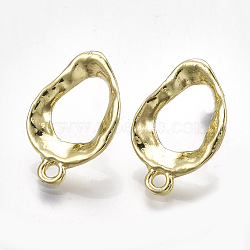 Alloy Stud Earring Findings, with Steel Pins, with Loop, Oval, Light Gold, 21.5x14mm, Hole: 2mm, Pin: 0.7mm(PALLOY-T065-08)