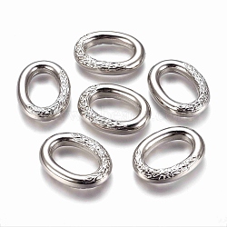 CCB Plastic Carved Linking Rings, Oval, Platinum, 29x22x5.5mm(CCB-J027-42P)