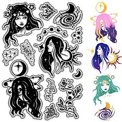 Custom PVC Plastic Clear Stamps, for DIY Scrapbooking, Photo Album Decorative, Cards Making, Stamp Sheets, Film Frame, Witch, 160x110x3mm(DIY-WH0439-0167)