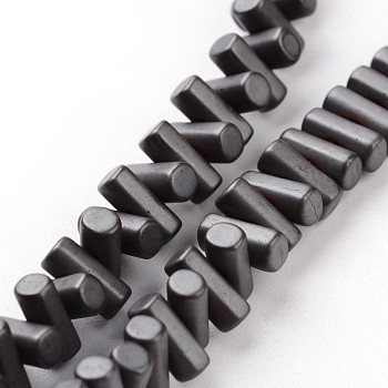 Non-magnetic Synthetic Hematite Beads Strands, Frosted, Column, 3x7mm, Hole: 1mm, about 165pcs/strand, 16 inch