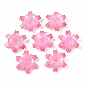 Plastic Beads, Flower, Pale Violet Red, 23.5x21.5x7mm, Hole: 1mm